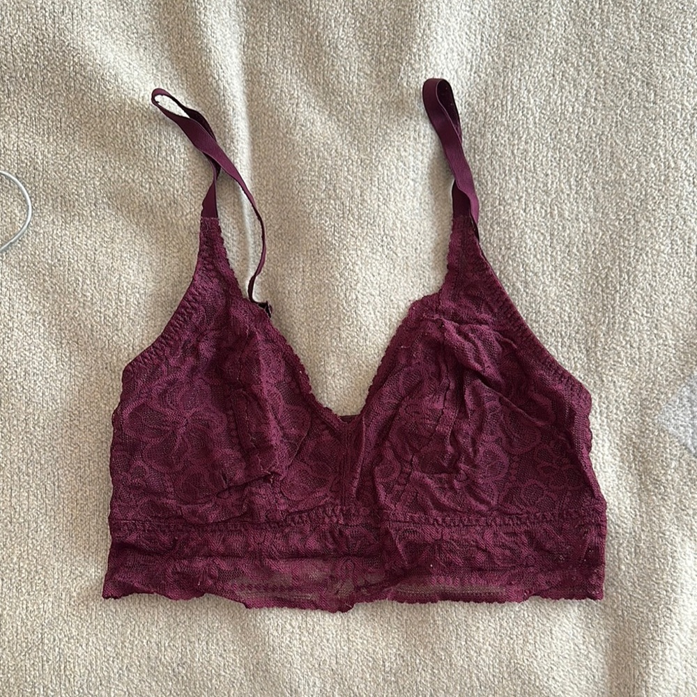 Lace Bralette in Burgundy - Victoria’s Secret PINK - size Small D-DD